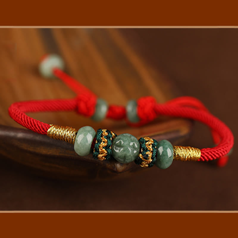 Mythstone Jade Abacus Bead Prosperity Red String Rope Bracelet