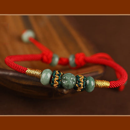 Mythstone Jade Abacus Bead Prosperity Red String Rope Bracelet