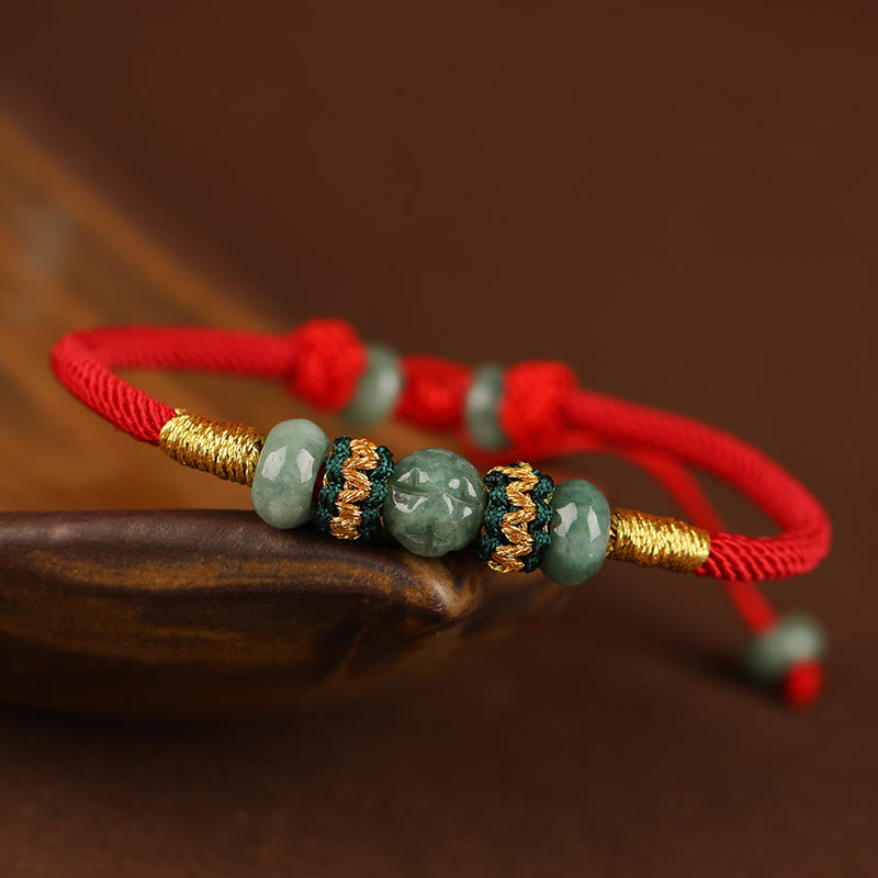 Mythstone Jade Abacus Bead Prosperity Red String Rope Bracelet