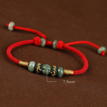 Mythstone Jade Abacus Bead Prosperity Red String Rope Bracelet