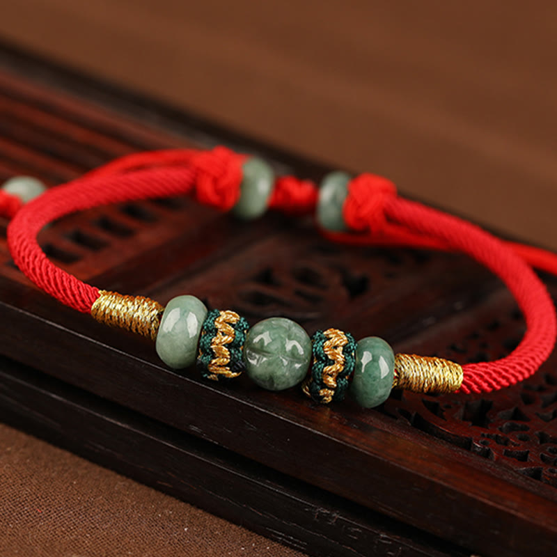 Mythstone Jade Abacus Bead Prosperity Red String Rope Bracelet