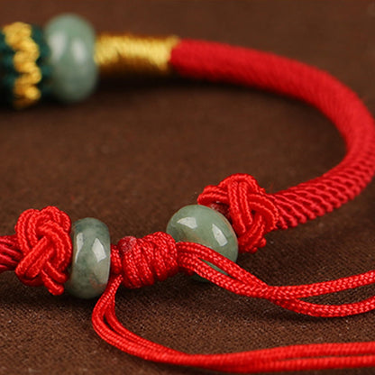 Mythstone Jade Abacus Bead Prosperity Red String Rope Bracelet