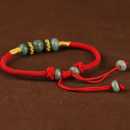 Mythstone Jade Abacus Bead Prosperity Red String Rope Bracelet