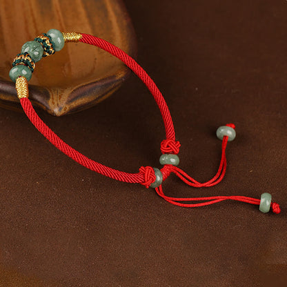 Mythstone Jade Abacus Bead Prosperity Red String Rope Bracelet