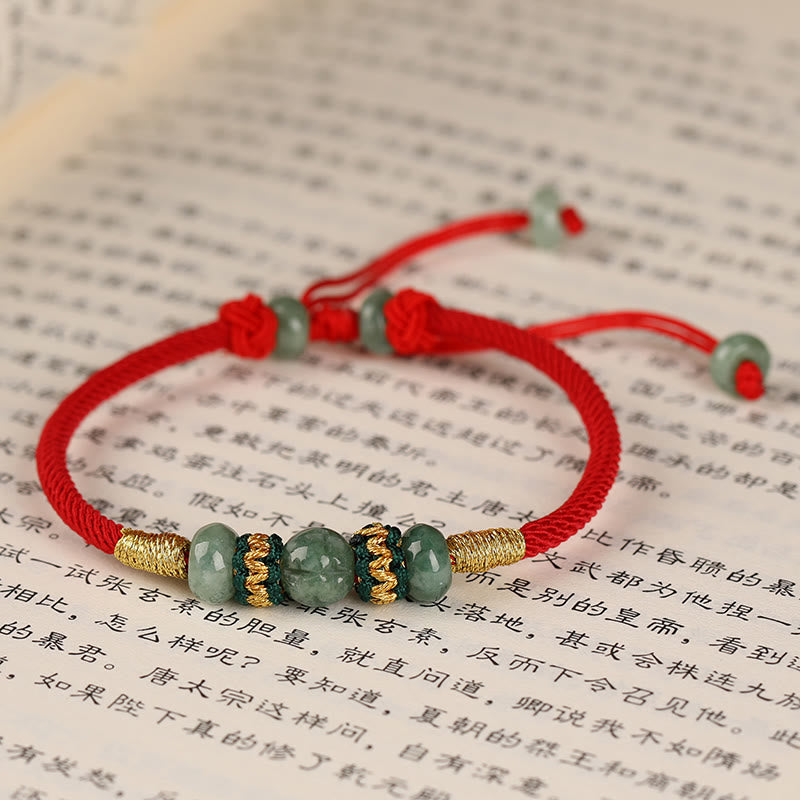 Mythstone Jade Abacus Bead Prosperity Red String Rope Bracelet