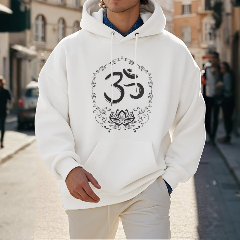 Sudadera con capucha y forro polar con dibujo de loto de Mythstone OM 