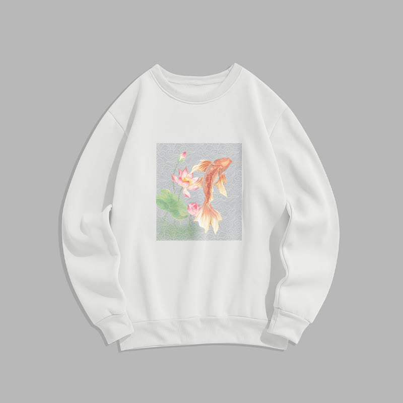 Mythstone Lotus Koi Fish Combination Fleece Lined Polyester Sweatshirt