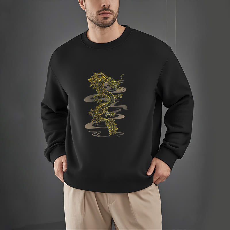 Mythstone Golden Dragon Design Fleece Lined Polyester Sweatshirt