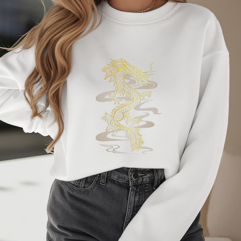 Mythstone Golden Dragon Design Fleece Lined Polyester Sweatshirt