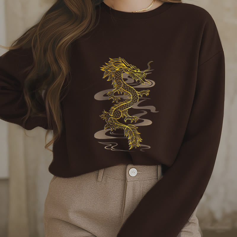 Mythstone Golden Dragon Design Fleece Lined Polyester Sweatshirt