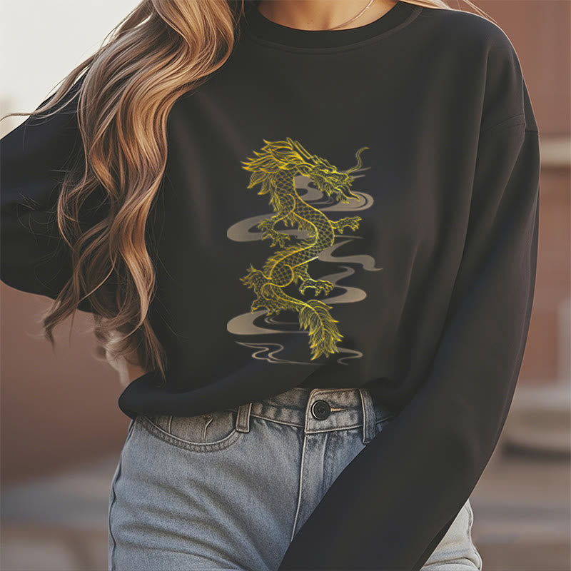 Mythstone Golden Dragon Design Fleece Lined Polyester Sweatshirt