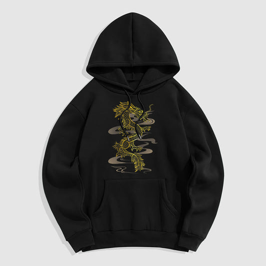 Mythstone Golden Dragon Design Fleece Lined Hoodie