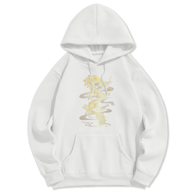 Mythstone Golden Dragon Design Fleece Lined Hoodie