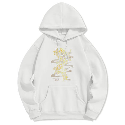 Mythstone Golden Dragon Design Fleece Lined Hoodie