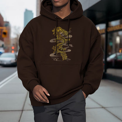 Mythstone Golden Dragon Design Fleece Lined Hoodie