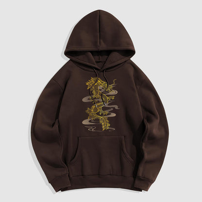 Mythstone Golden Dragon Design Fleece Lined Hoodie