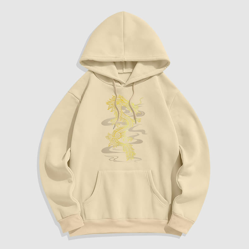 Mythstone Golden Dragon Design Fleece Lined Hoodie