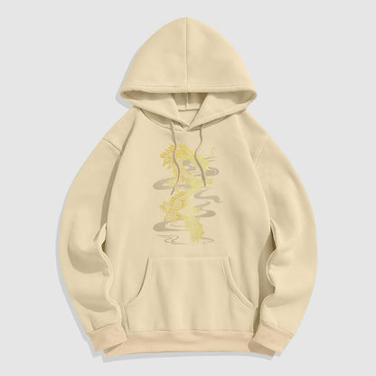 Mythstone Golden Dragon Design Fleece Lined Hoodie