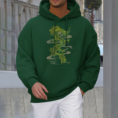 Mythstone Golden Dragon Design Fleece Lined Hoodie