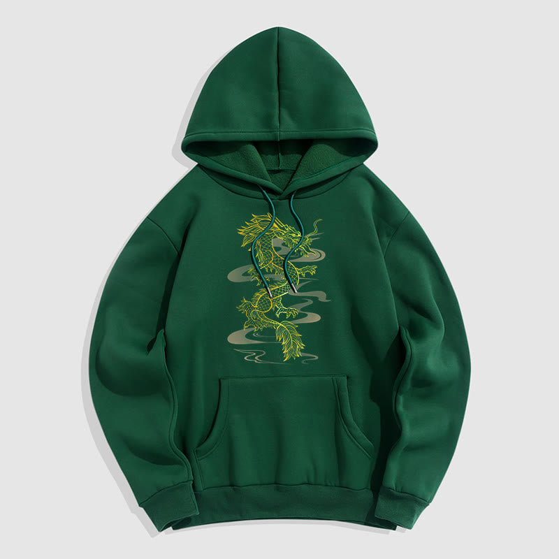 Mythstone Golden Dragon Design Fleece Lined Hoodie