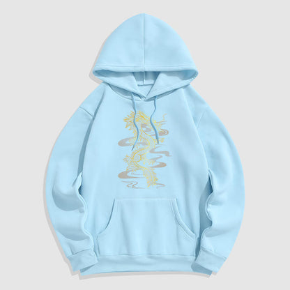 Mythstone Golden Dragon Design Fleece Lined Hoodie