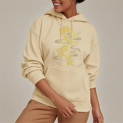 Mythstone Golden Dragon Design Fleece Lined Hoodie