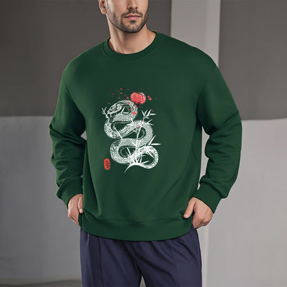 Mythstone Lantern Bamboo Leaves Snake Design Fleece Lined Polyester Sweatshirt