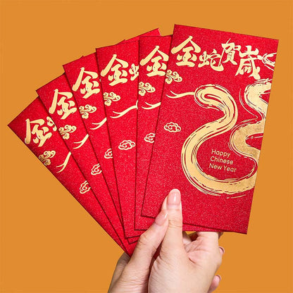 Mythstone 6Pcs Chinese Red Envelope Year of the Snake Lucky Money Envelopes 2025 New Year