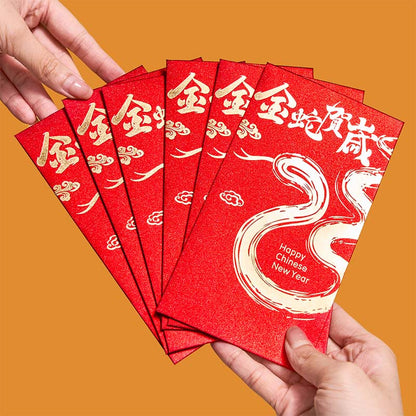 Mythstone 6Pcs Chinese Red Envelope Year of the Snake Lucky Money Envelopes 2025 New Year