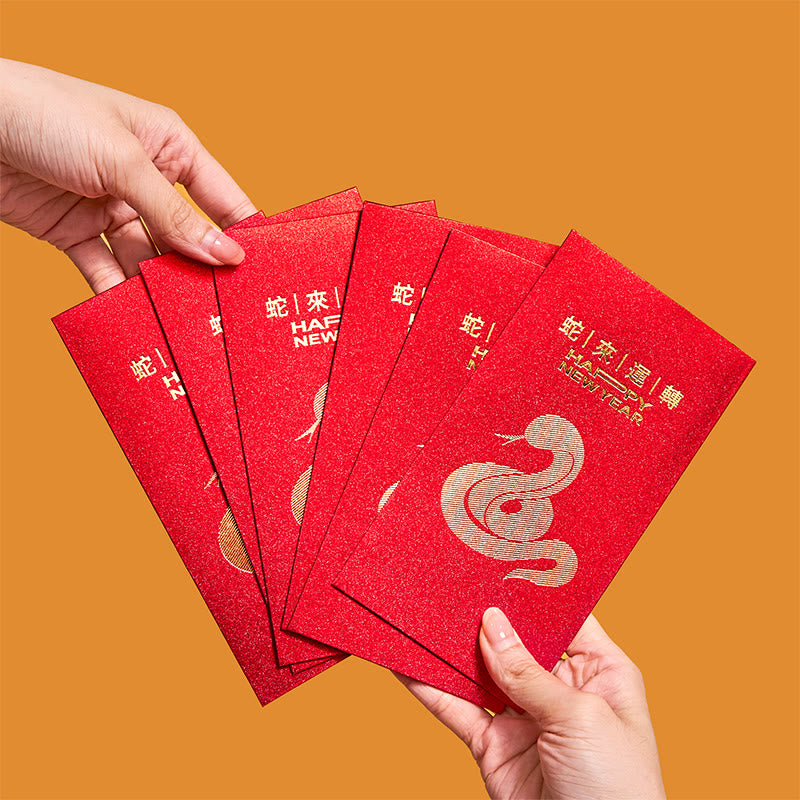 Mythstone 6Pcs Chinese Red Envelope Year of the Snake Lucky Money Envelopes 2025 New Year