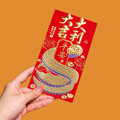 Mythstone 6Pcs Red Envelope Year Of The Snake Design Lucky Money Envelopes All The Best 2025 Chinese New Year