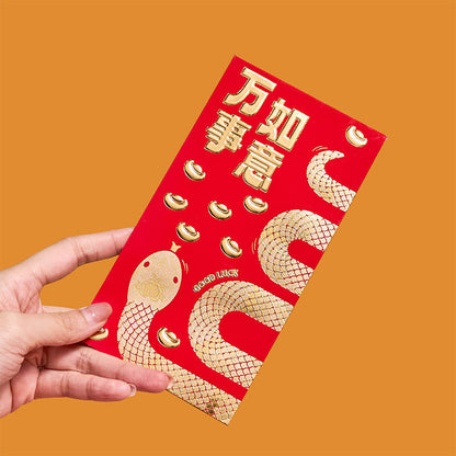 Mythstone 6Pcs Red Envelope Year Of The Snake Design Lucky Money Envelopes Good Luck 2025 Chinese New Year