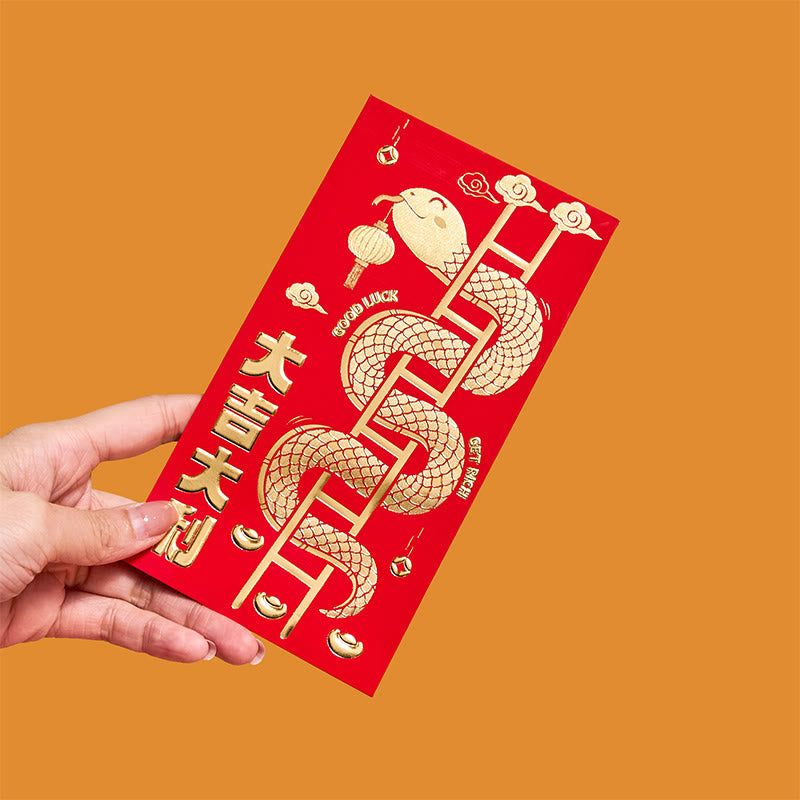 Mythstone 6Pcs Red Envelope Year Of The Snake Design Lucky Money Envelopes Good Luck 2025 Chinese New Year