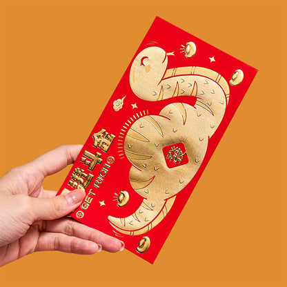 Mythstone 6Pcs Red Envelope Year Of The Snake Design Lucky Money Envelopes Good Luck 2025 Chinese New Year