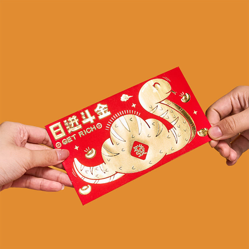 Mythstone 6Pcs Red Envelope Year Of The Snake Design Lucky Money Envelopes Good Luck 2025 Chinese New Year