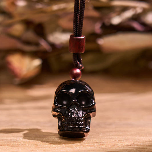 Mythstone Black Obsidian String Shmashana Skeleton Fulfilment Necklace Pendant