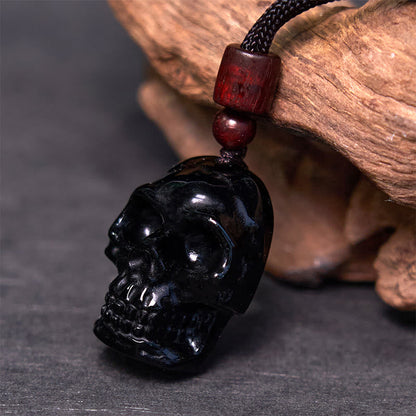 Mythstone Black Obsidian String Shmashana Skeleton Fulfilment Necklace Pendant