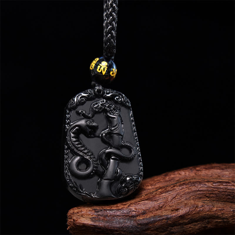 Mythstone Chinese Zodiac Obsidian Purification Fulfilment Necklace Pendant