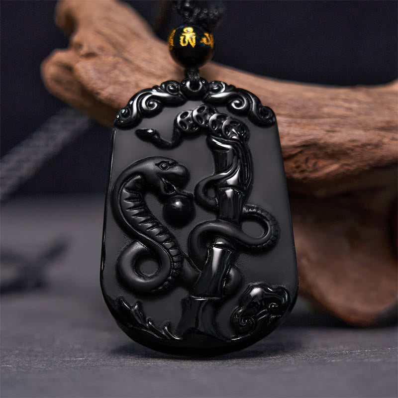 Mythstone Chinese Zodiac Obsidian Purification Fulfilment Necklace Pendant