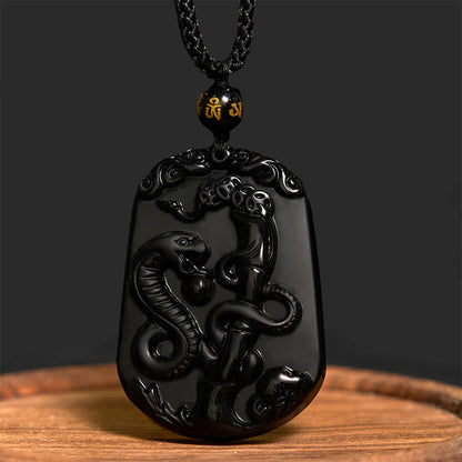 Mythstone Chinese Zodiac Obsidian Purification Fulfilment Necklace Pendant