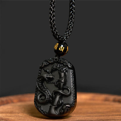 Mythstone Chinese Zodiac Obsidian Purification Fulfilment Necklace Pendant