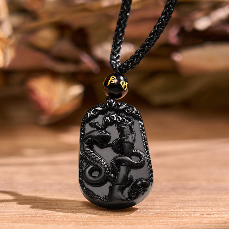 Mythstone Chinese Zodiac Obsidian Purification Fulfilment Necklace Pendant