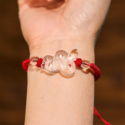 Pulsera curativa del año de la serpiente con hilo de cristal blanco Mythstone