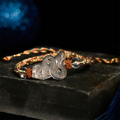 Pulsera curativa del año de la serpiente con hilo de cristal blanco Mythstone