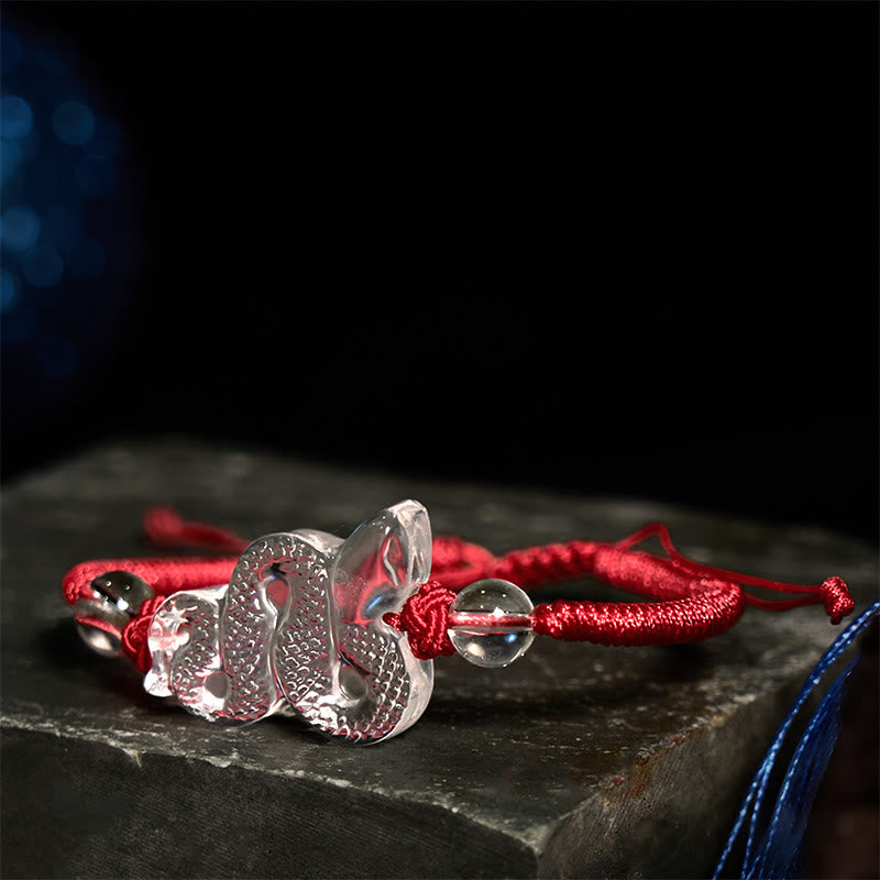 Pulsera curativa del año de la serpiente con hilo de cristal blanco Mythstone