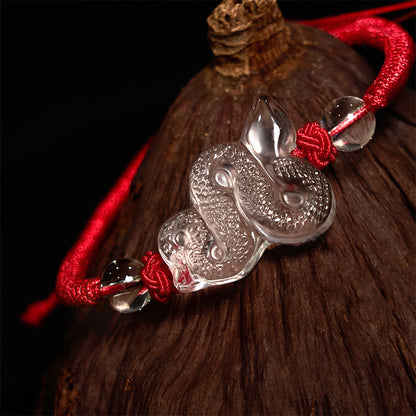 Pulsera curativa del año de la serpiente con hilo de cristal blanco Mythstone