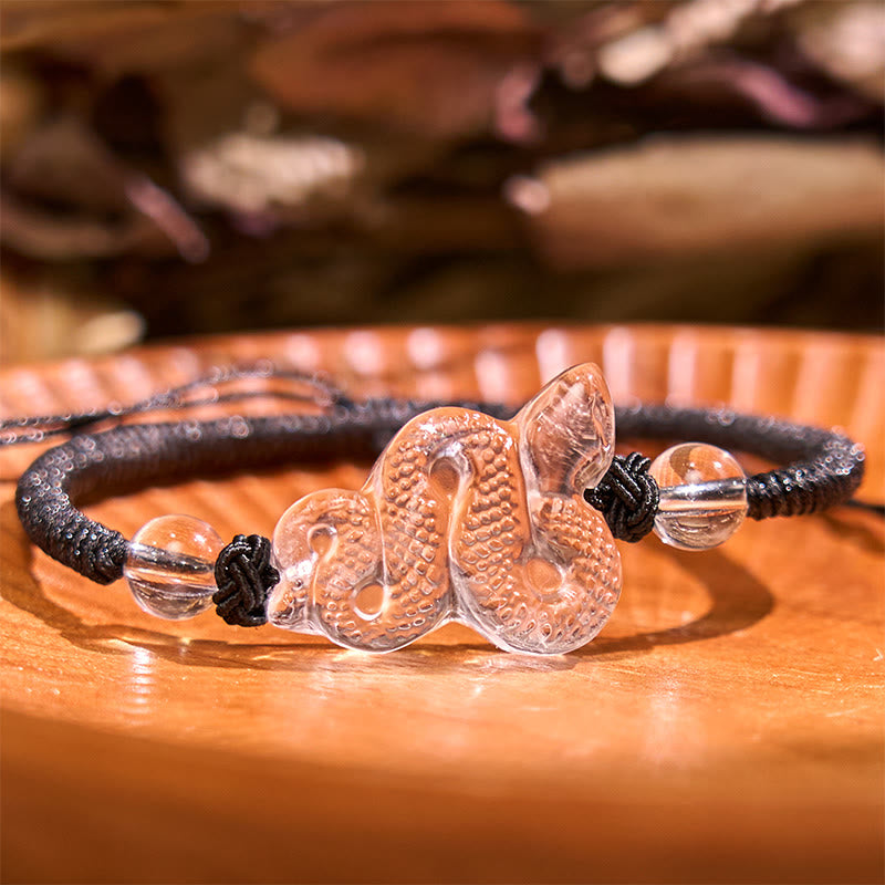 Pulsera curativa del año de la serpiente con hilo de cristal blanco Mythstone