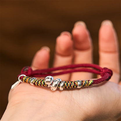 Mythstone 999 Sterling Silver Year Of Snake Red String Happiness Protection Braided Bracelet