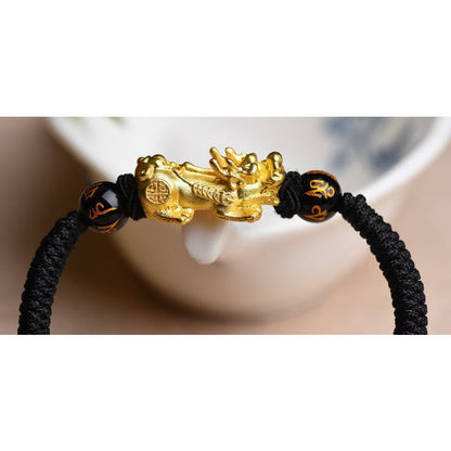 Mythstone PiXiu Agate Om Mani Padme Hum Wealth String Braided Couple Bracelet