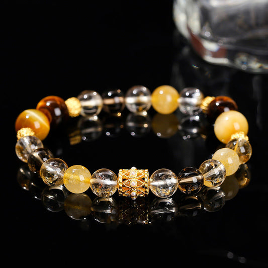 Mythstone Natural Citrine Tiger Eye Prosperity Bracelet